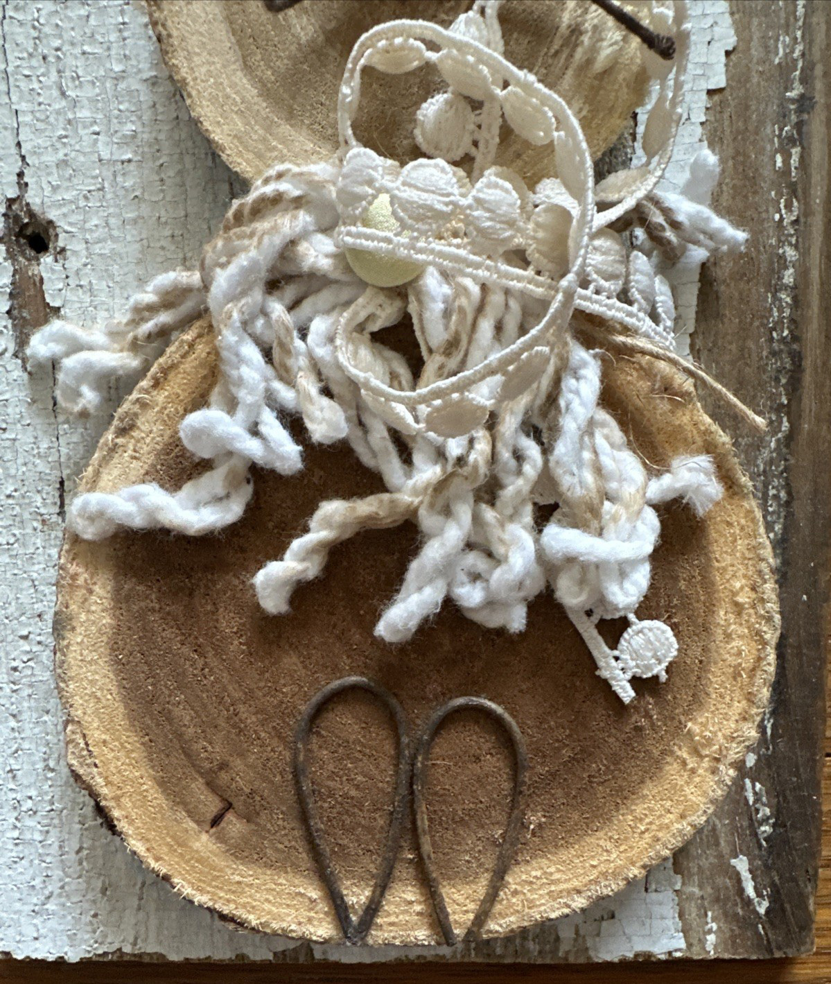 OOAK Vintage Look Handmade Assemblage Reclaimed Easter Spring Rabbit Wallhanging