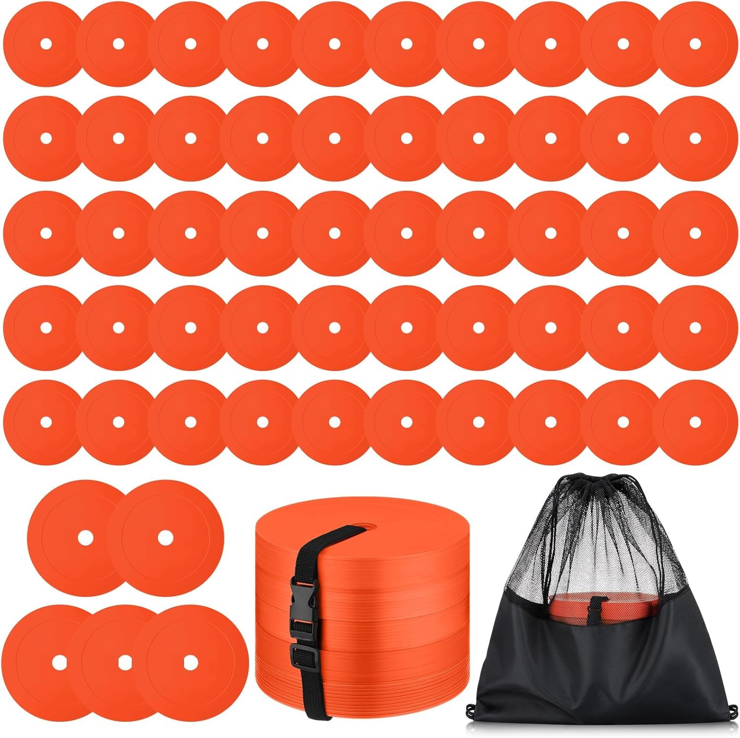24 Pcs 6 inch Flat Cones Spot Markers Non-Skid Floor Hole Soccer Cones Field ...