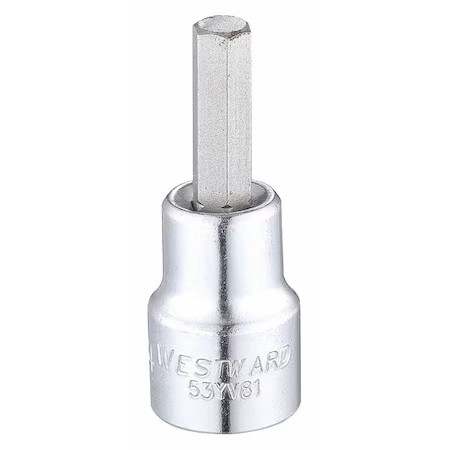 Westward 53Yv81 3/8 In Drive Hex Socket Bit Sae 1/4 In Tip, 1 3/4 In L