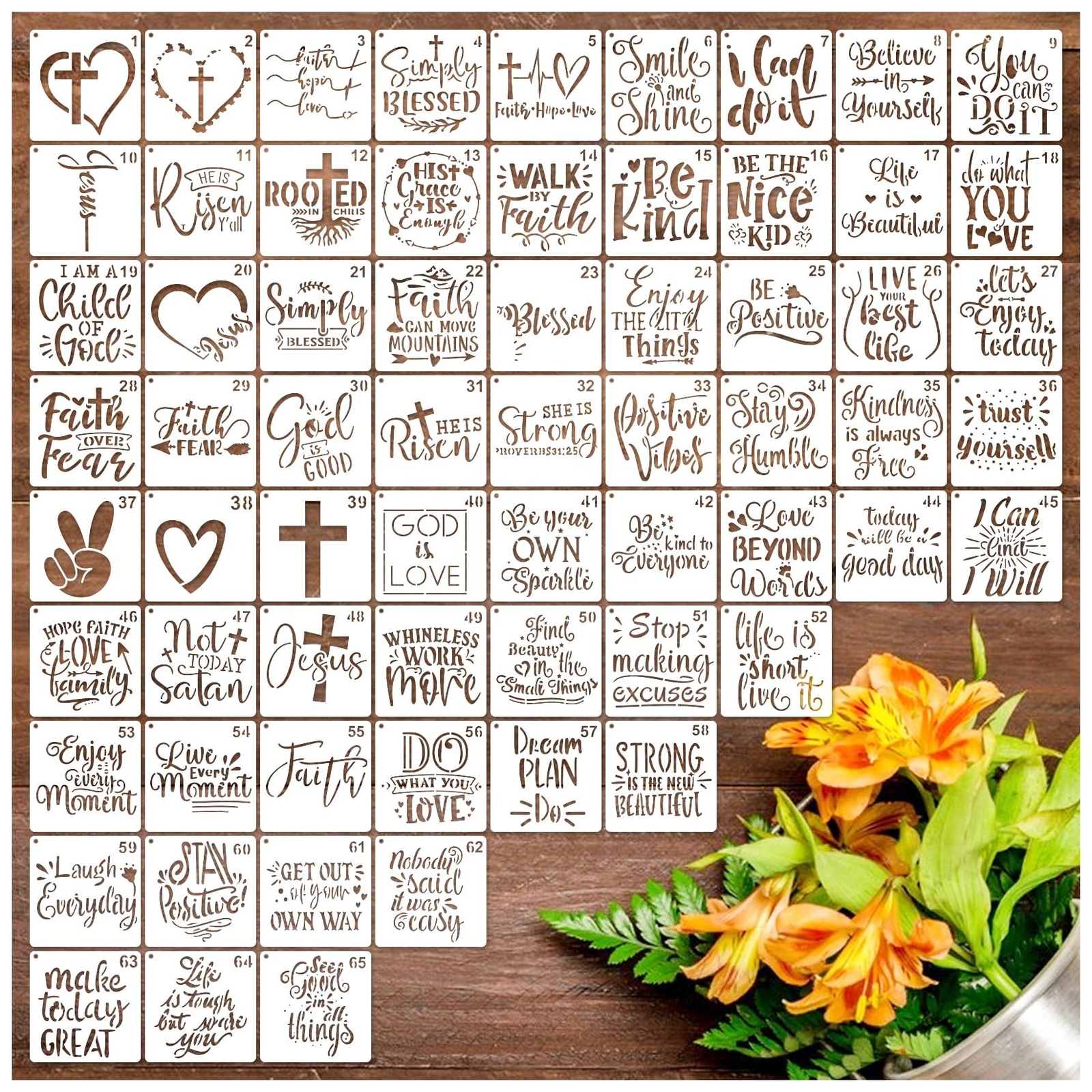 Small Stencils for Painting on Wood Reusable, 3 Inch Reusable Stencil for Cra...