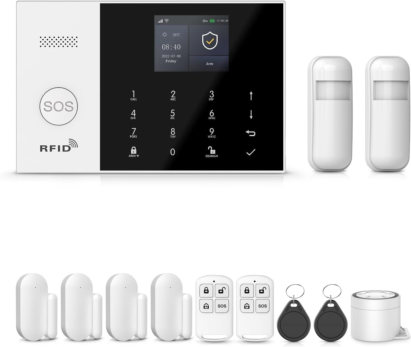 PGST Wireless 12-Piece 4G + Wi-Fi Home RFID Alarm System + T53 Security Cam