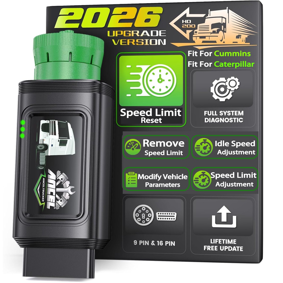 ANCEL HD200 Heavy Duty Truck Scanner Speed Limit Reset for Cummins & Caterpillar