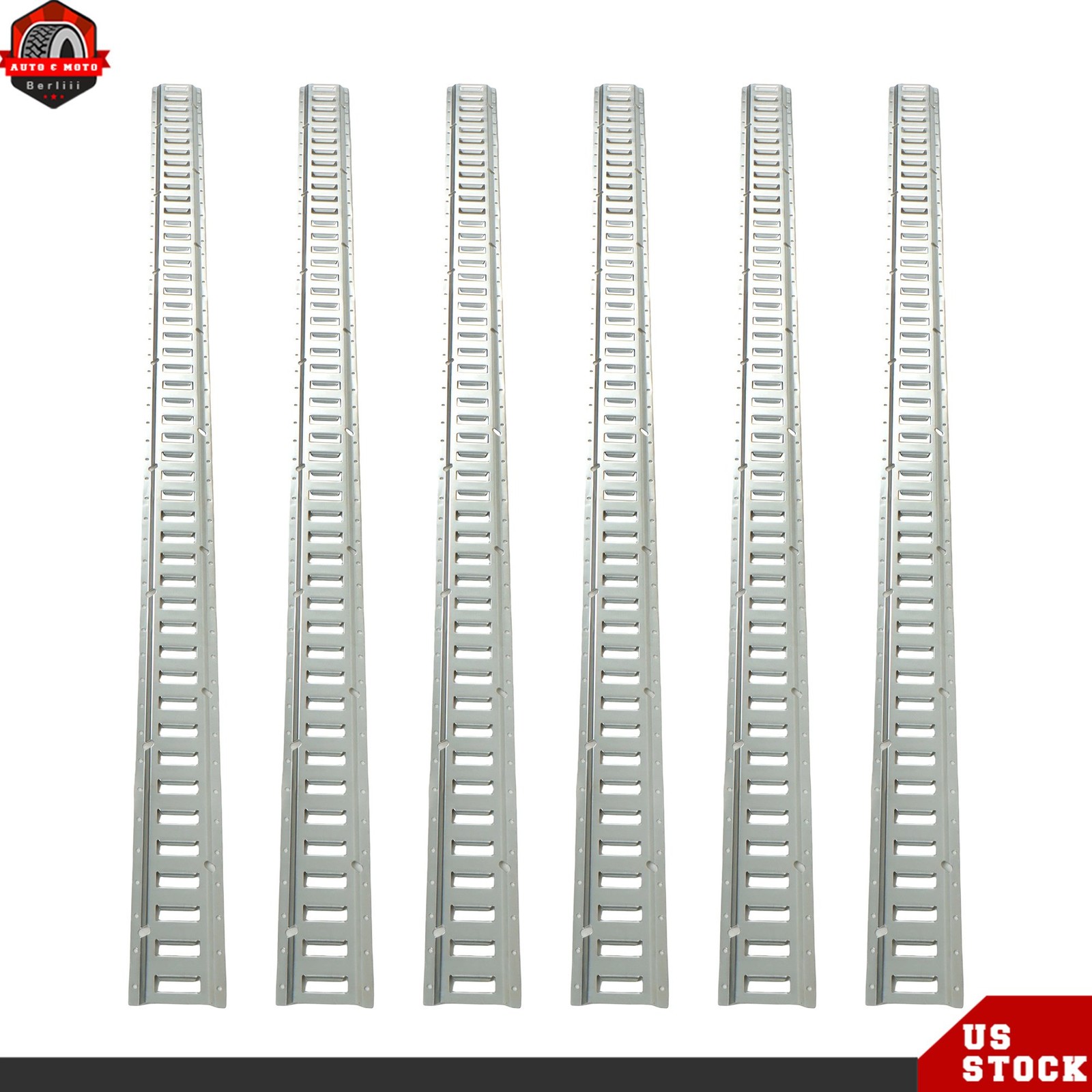 6 Pack 8 Foot Silver E Track Rails Zinc Plated For Long Cargo Trailer Tie Down