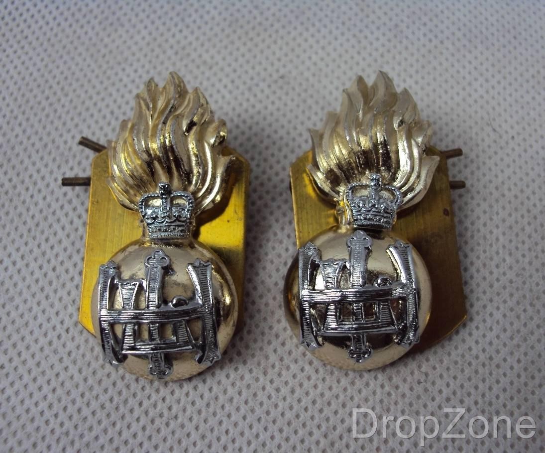 NEW Pair of British Military Royal Highland Fusiliers Collar Badges / Dogs