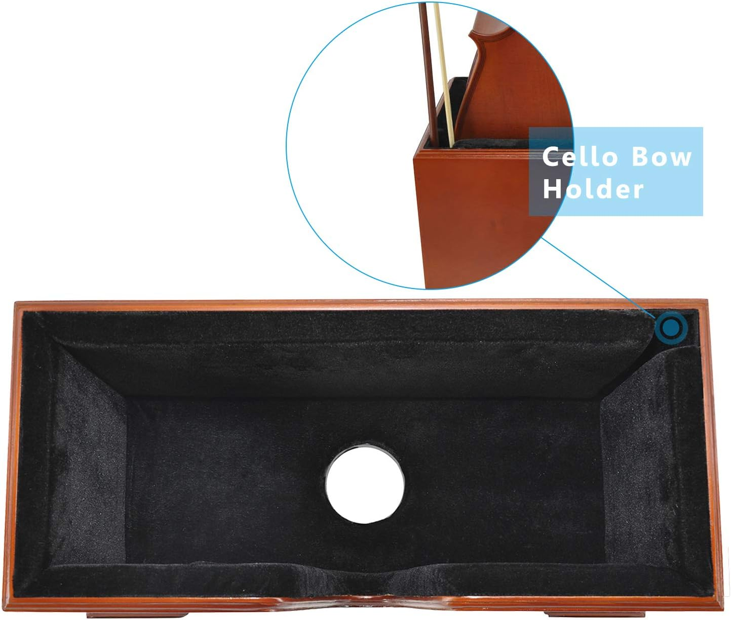 STC02 4/4 Full Size Burgundy Wooden Cello Box Stand, Black Premium Velvet Plush