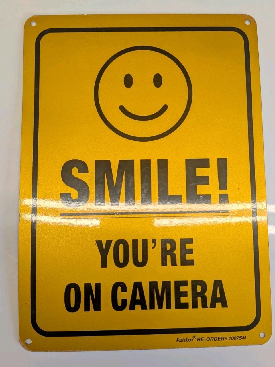 Youre On Camera Sign Yellow  10" BY 7" Reflective Survalance Warning Sign