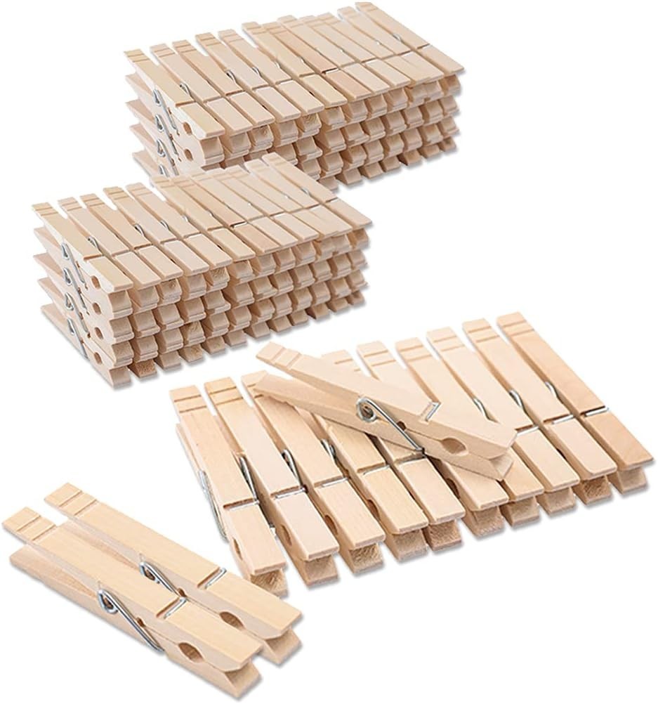 100PCS Wooden Clothespins 3.5" Heavy Duty Clothes Pins Craft Rust Resistant