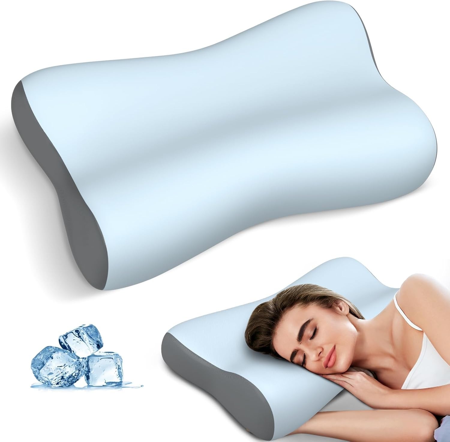 Almohada cervical para cuello hombros espuma viscoelastica ortopedica lado boca