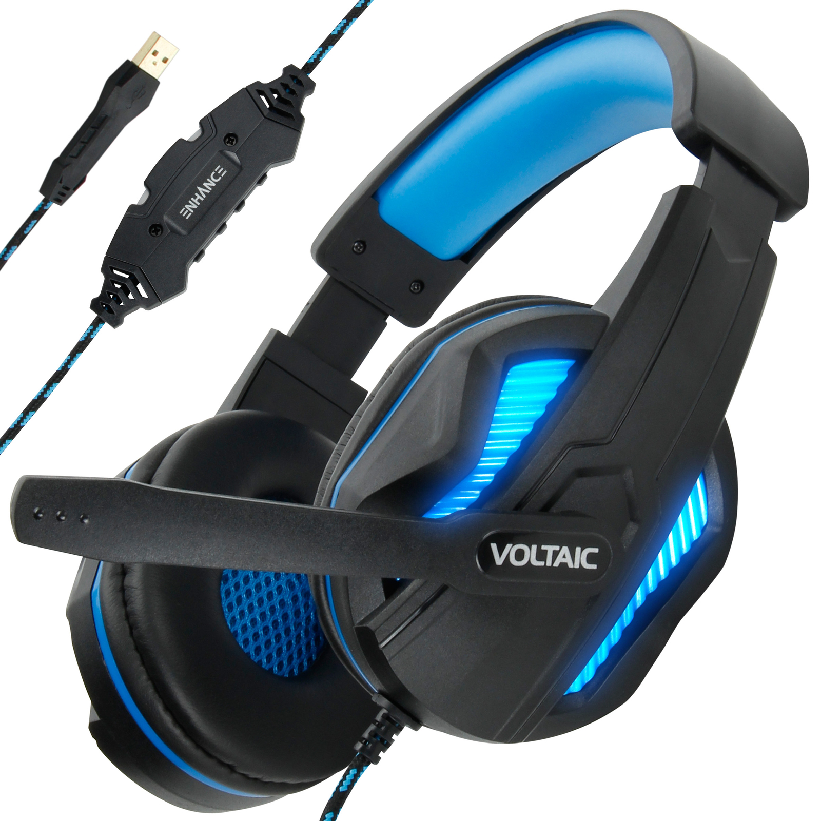 Computer Gaming Headset w/ Microphone by ENHANCE - 7.1 Surround Sound & LED