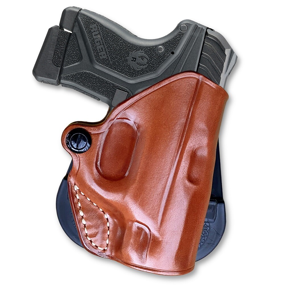 Leather OWB Paddle Holster Fits, Ruger LCP II 22LR/ 380ACP 2.75" Barrel #1214#