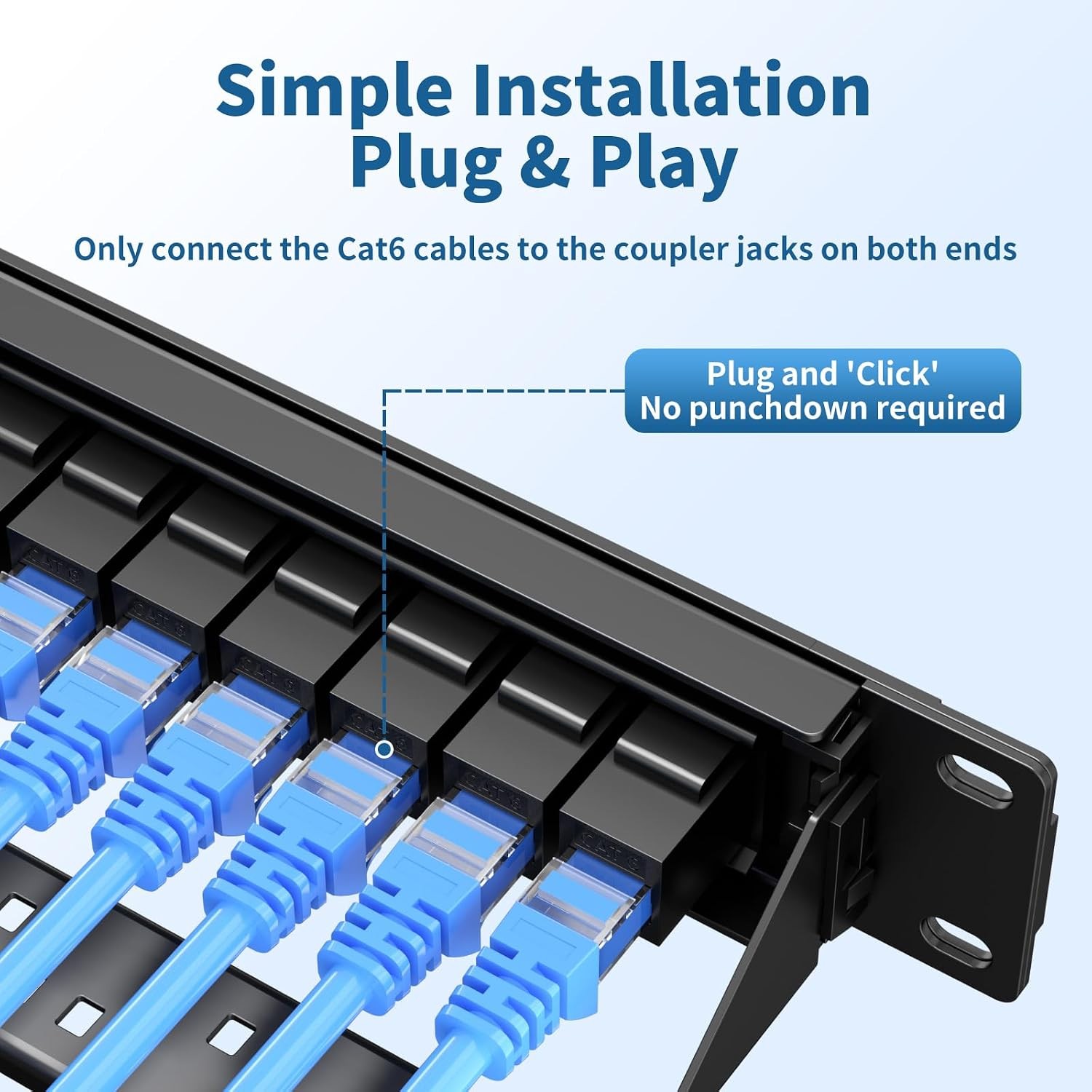 24 Port Patch Panel Keystone Patch Panel 24 Port Loaded with RJ45 Couplers plus