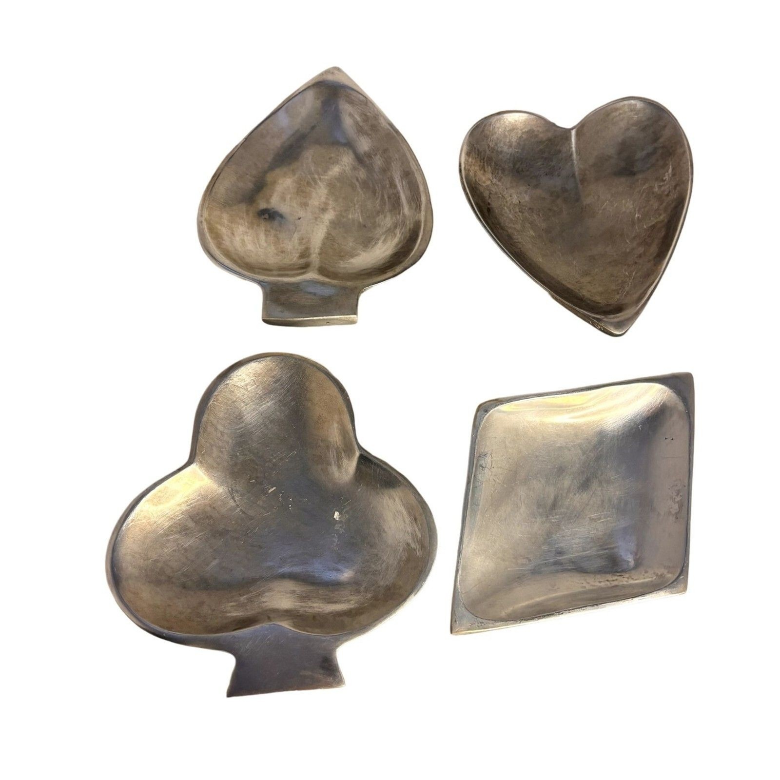#8348 POKER CANDY DISH STAINLESS STEEL HEART DIAMOND CLOVER SPACE GRAY HEAVY