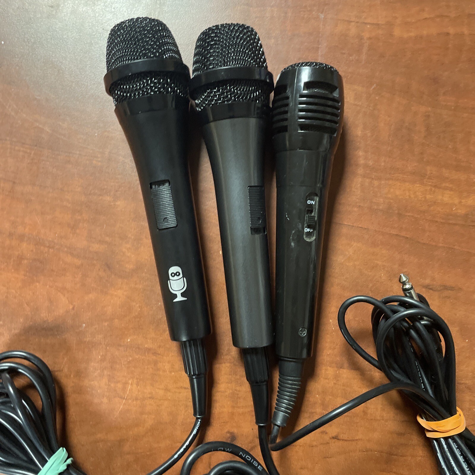 Lot of 3 Wired Black Karaoke Microphones with 1/4" TS plugs