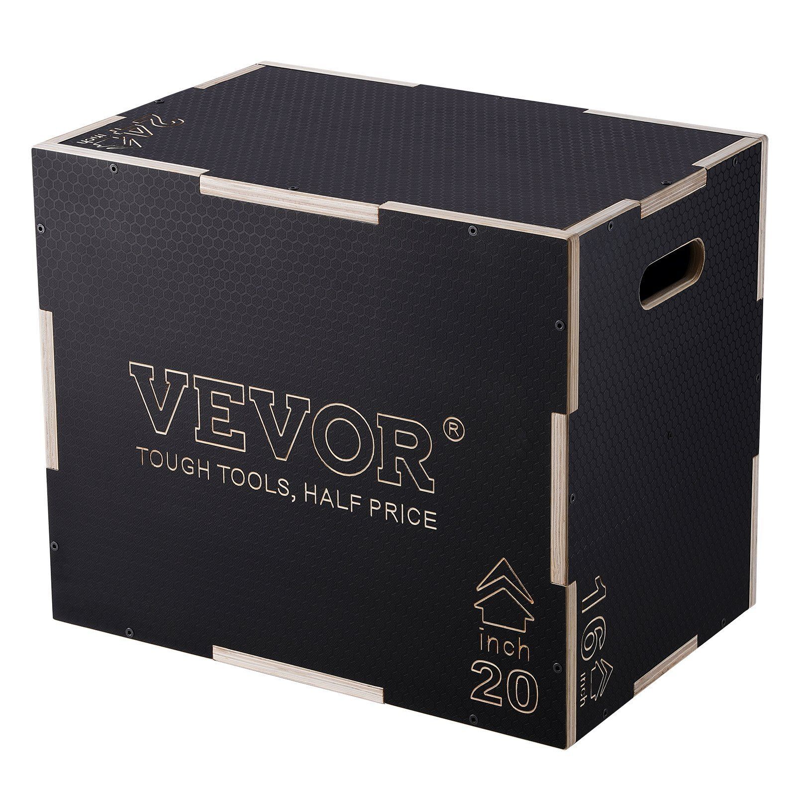 3 in 1 Plyometric Jump Box 24/20/16'' Wooden Plyo Box Anti-Slip 450 Capacity