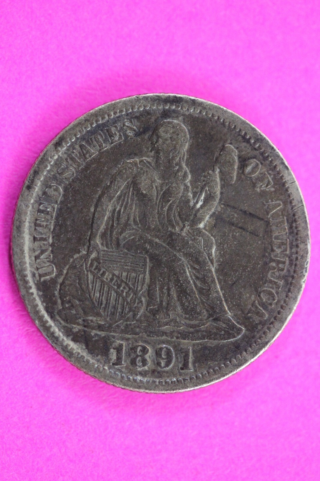 High Grade 1891 P Seated Liberty Dime Exact Silver Coin Shown Semi Key Date 261