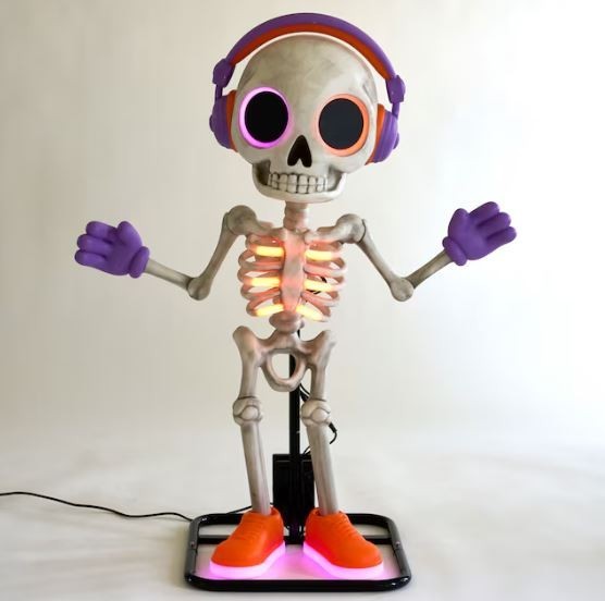 3 FT ANIMATED LED DANCING PARTY SKELETON HALLOWEEN ANIMATRONIC PROP