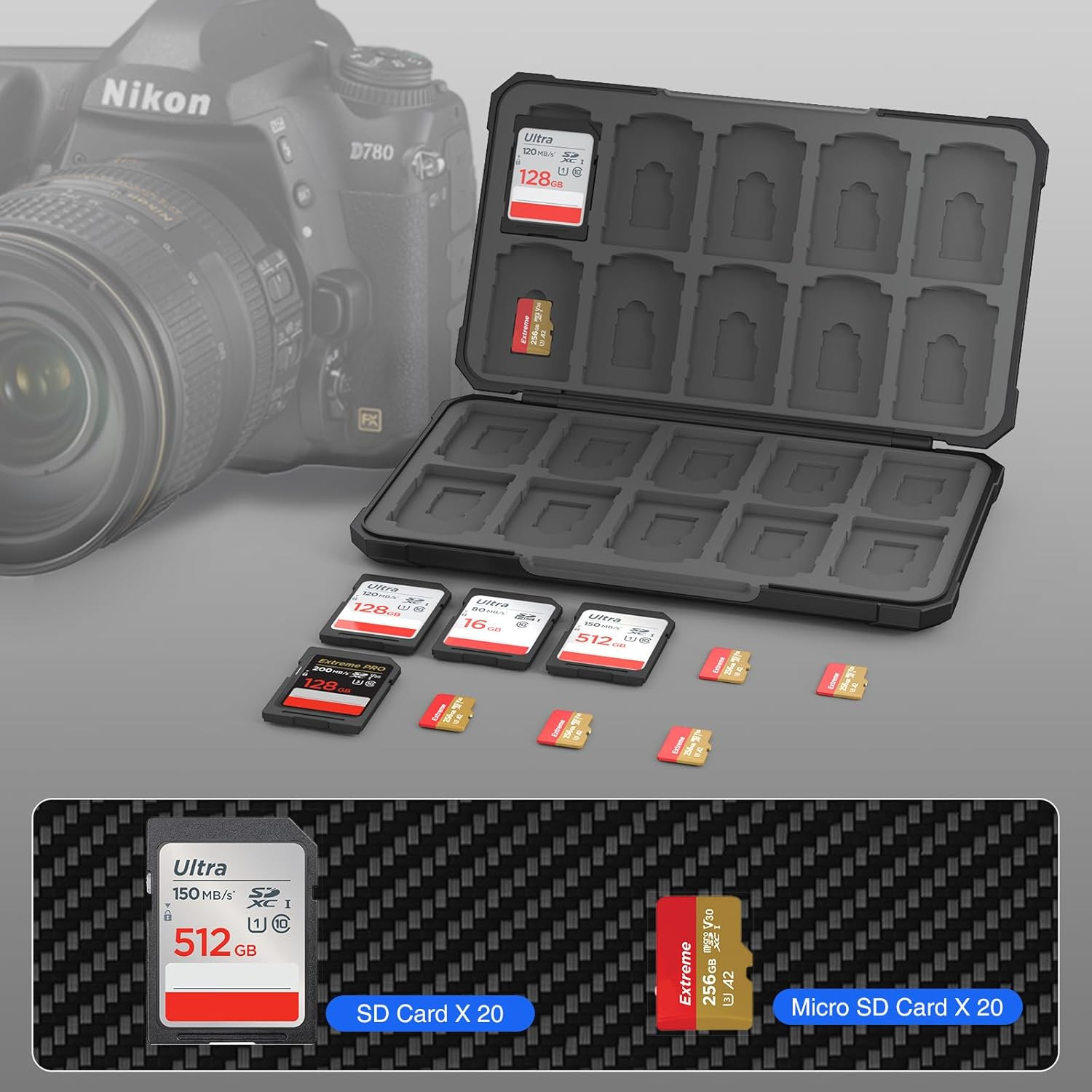 Memory Card Case for SD/TF Cards,Portable SD Card Holder Storage Case Compatible