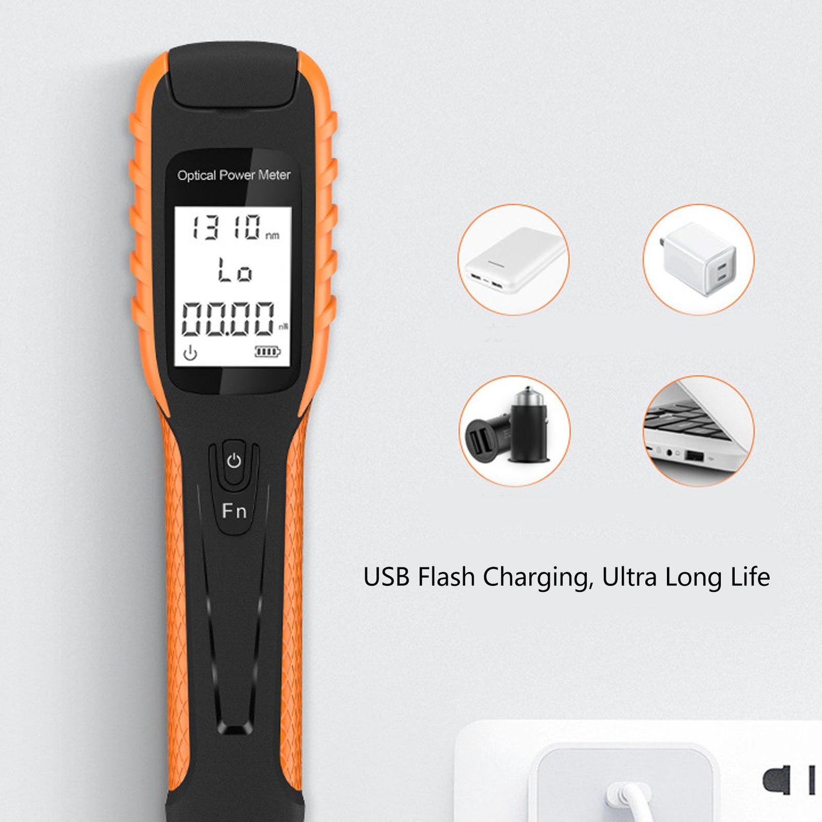 Mini Optic Fiber Cable Tester ‑50-+26dBm Handheld Optical Power Meter Support SC