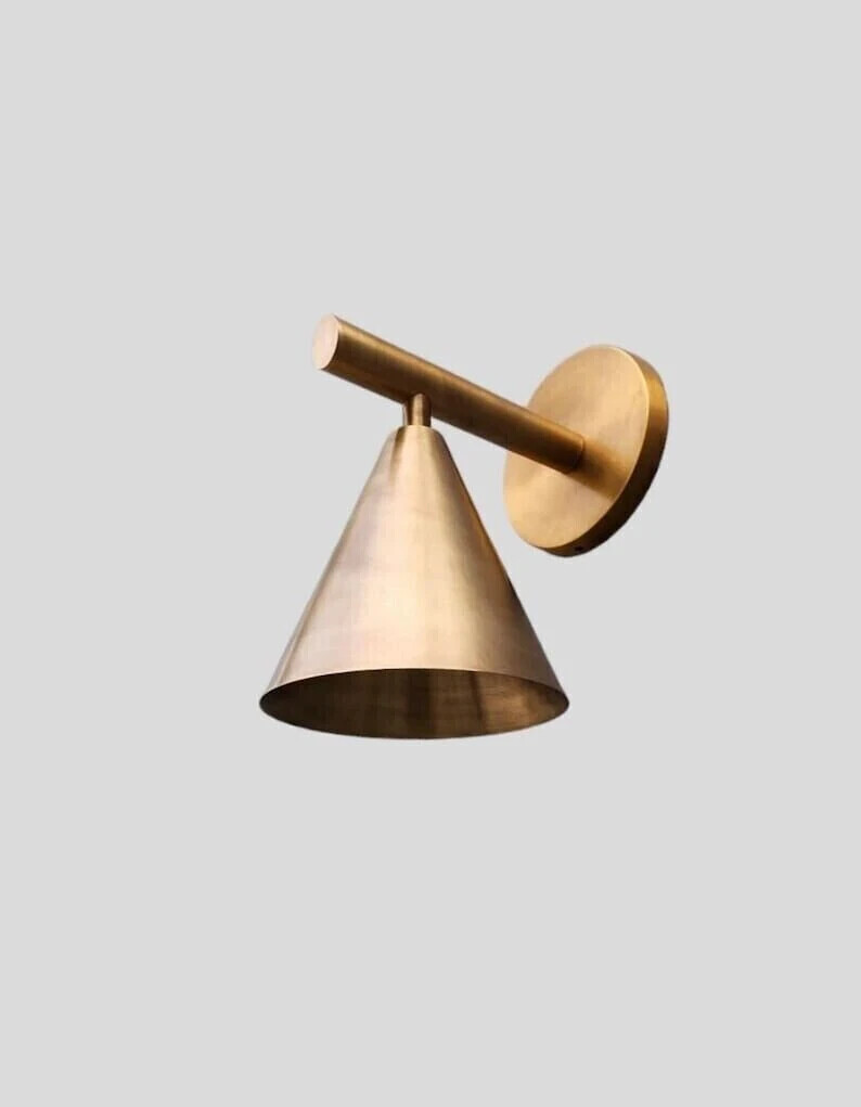 Stilnovo Design Single Light Cone Shades Outdoor & Indoor Brass Wall Sconce