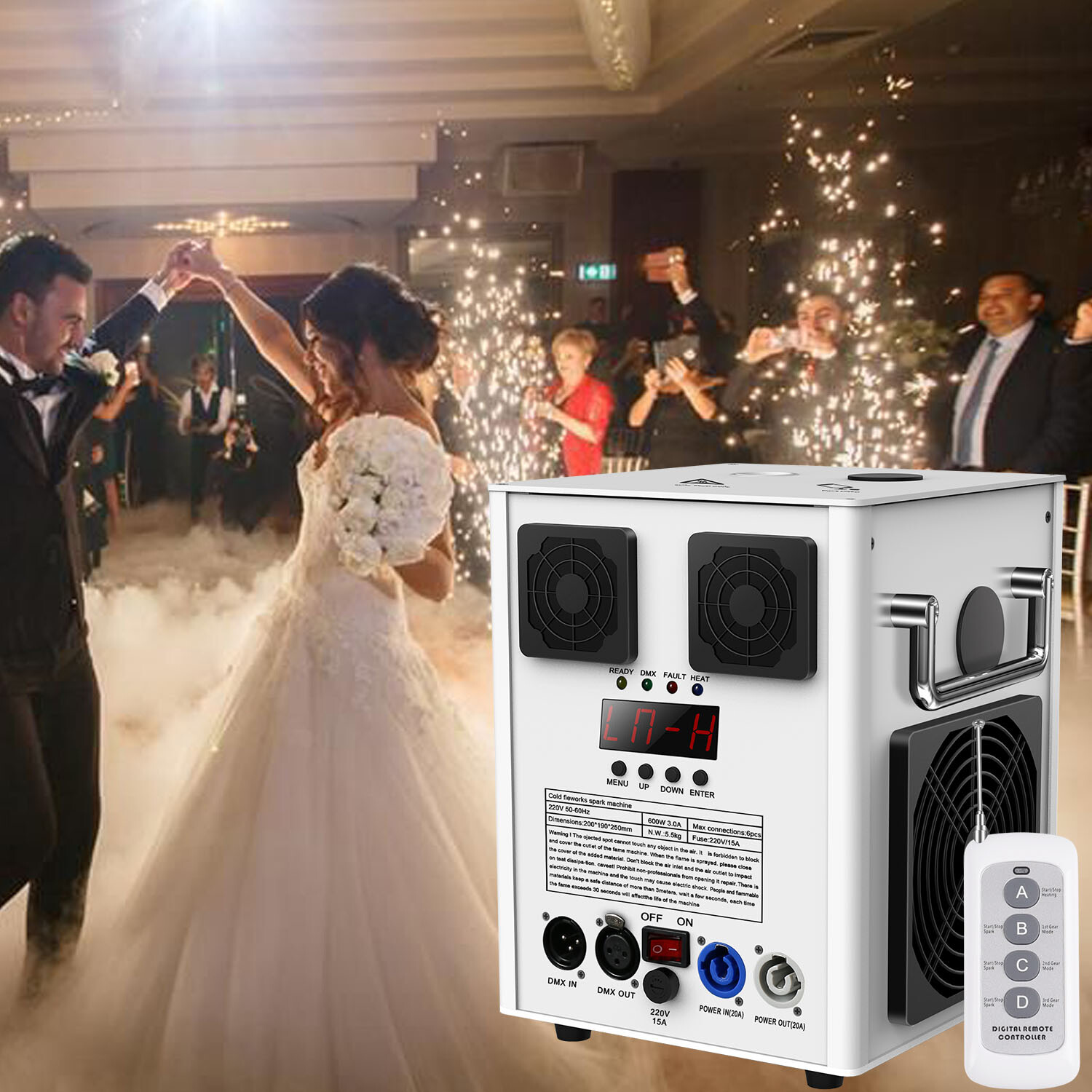4x 700W Large Cold Spark Firework Machine with Flight Case Sets DMX Stage Effect