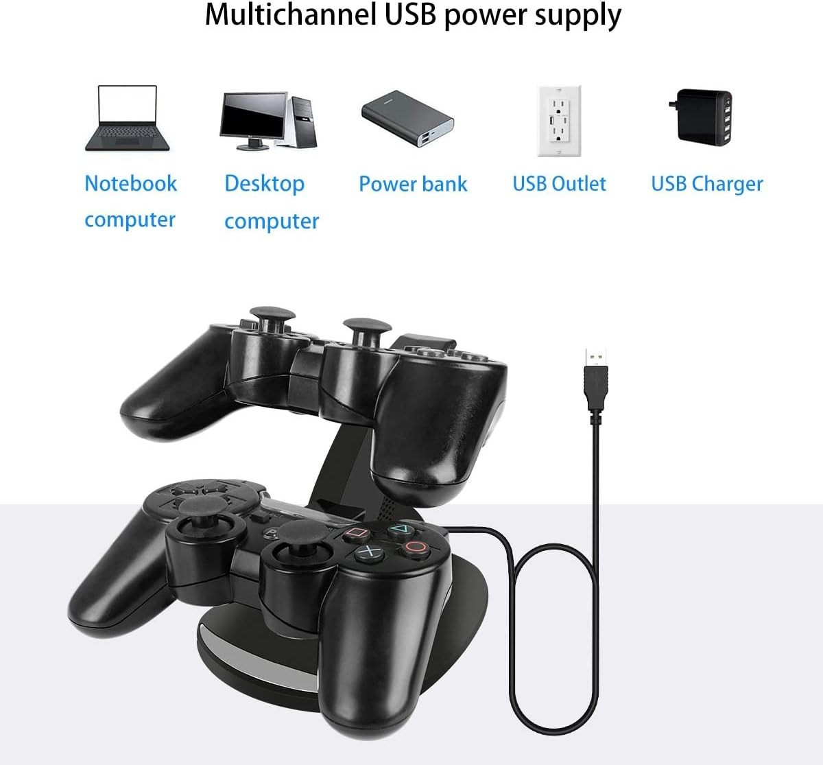 PS3 Controller Charger, Dual Console Charger Charging Docking Station Stand for
