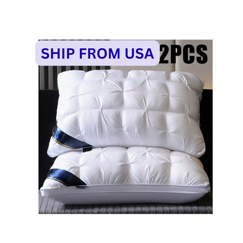 2pcs Queen Pillows – Soft Down Alternative Hotel-Style Bedding Set - NEW