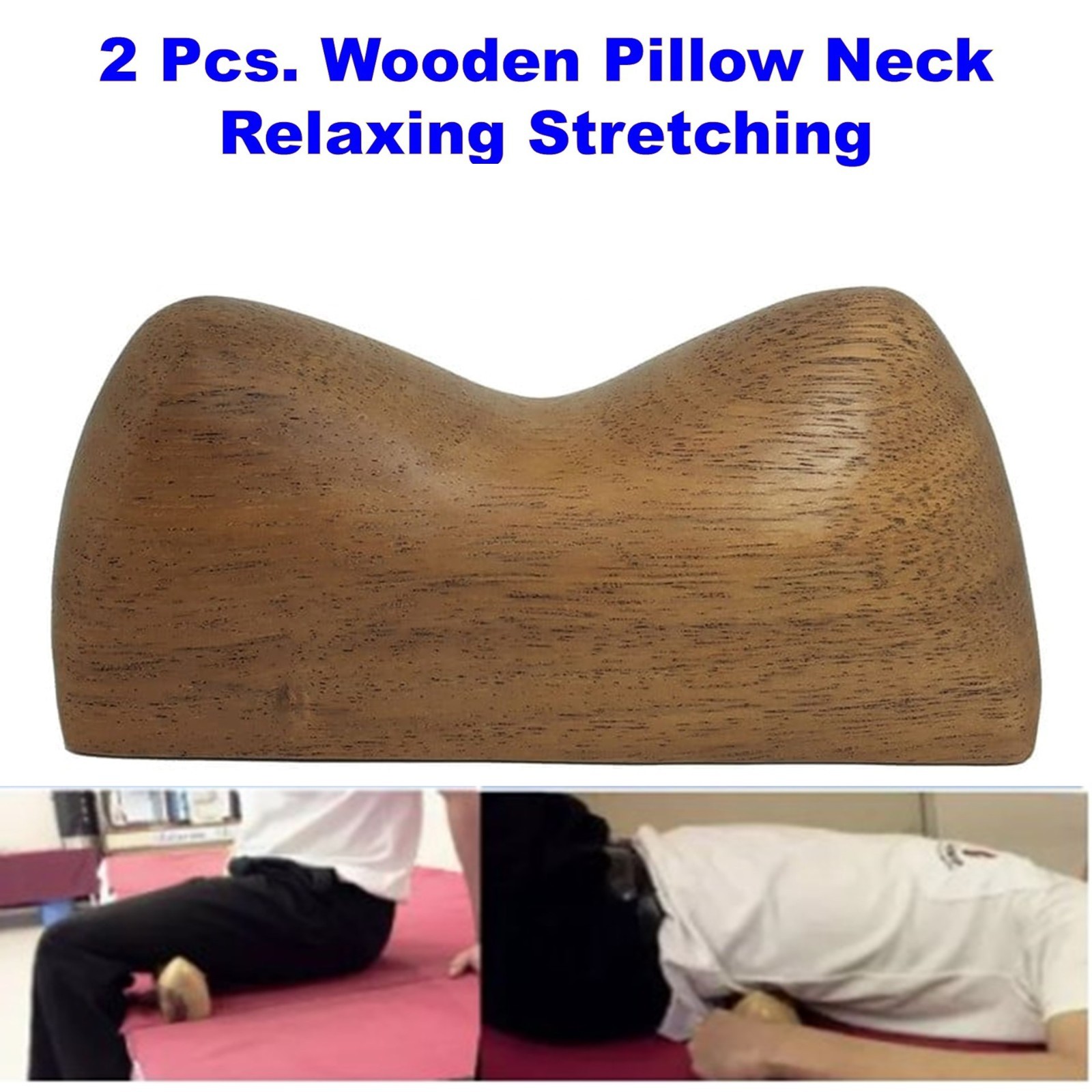 2pcs Wooden Pillow Massager Tool Reflexology Body Acupressure Vintage Handmade