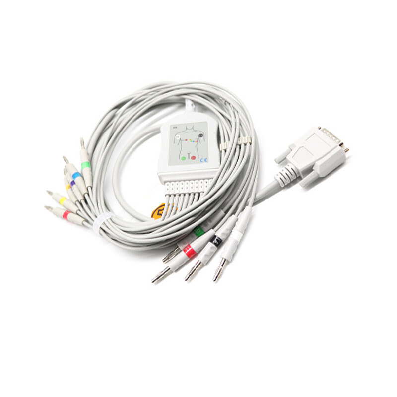 15pins Patient Cable Cardioline Ar600/Ar1200 10-lead EKG Cable with Leadwires