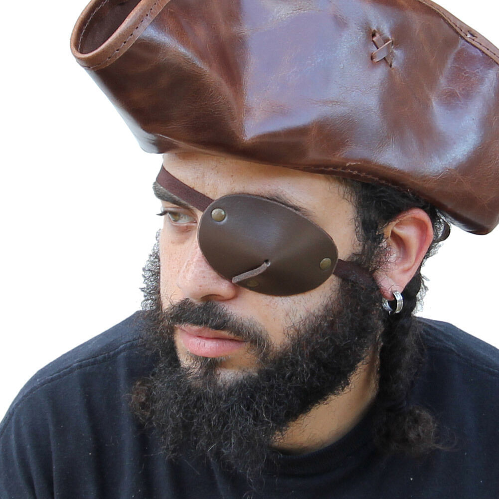 Renaissance Pirate Handmade Genuine Leather Old Salt Medieval Eye Patch - 43 In