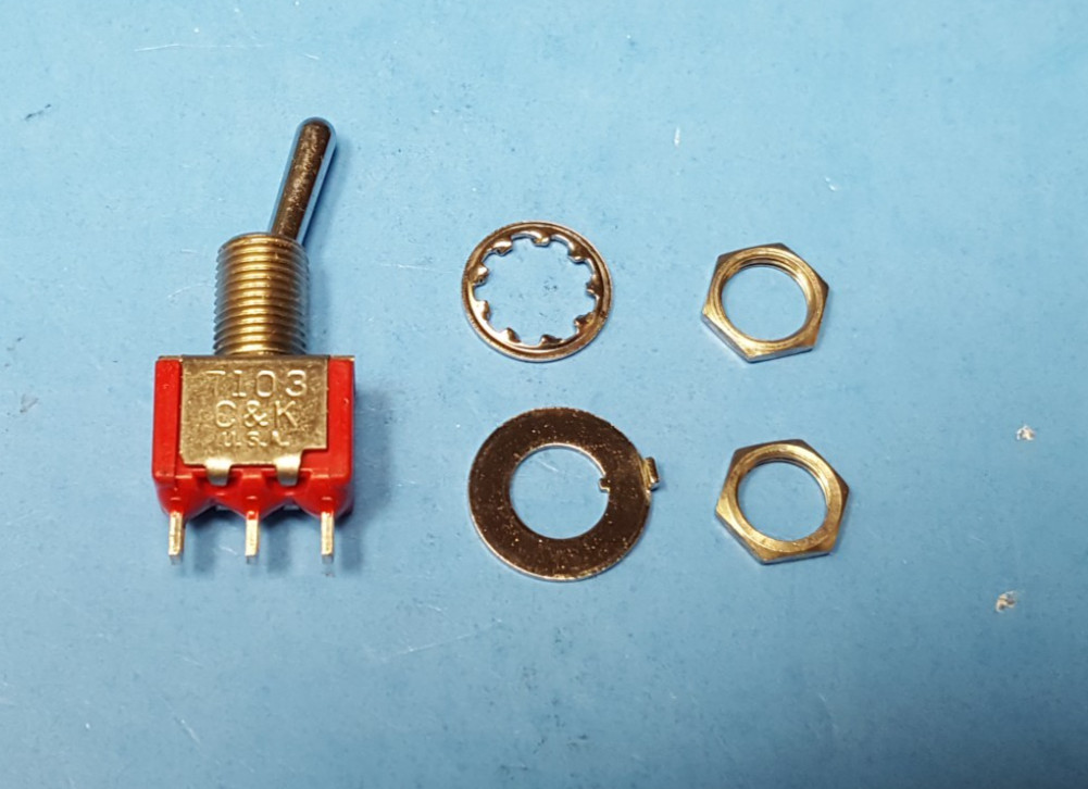 (2 PCs) Toggle Switch, 7103SYZQE, C&K , SPDT 5A 120V, On-Off-On