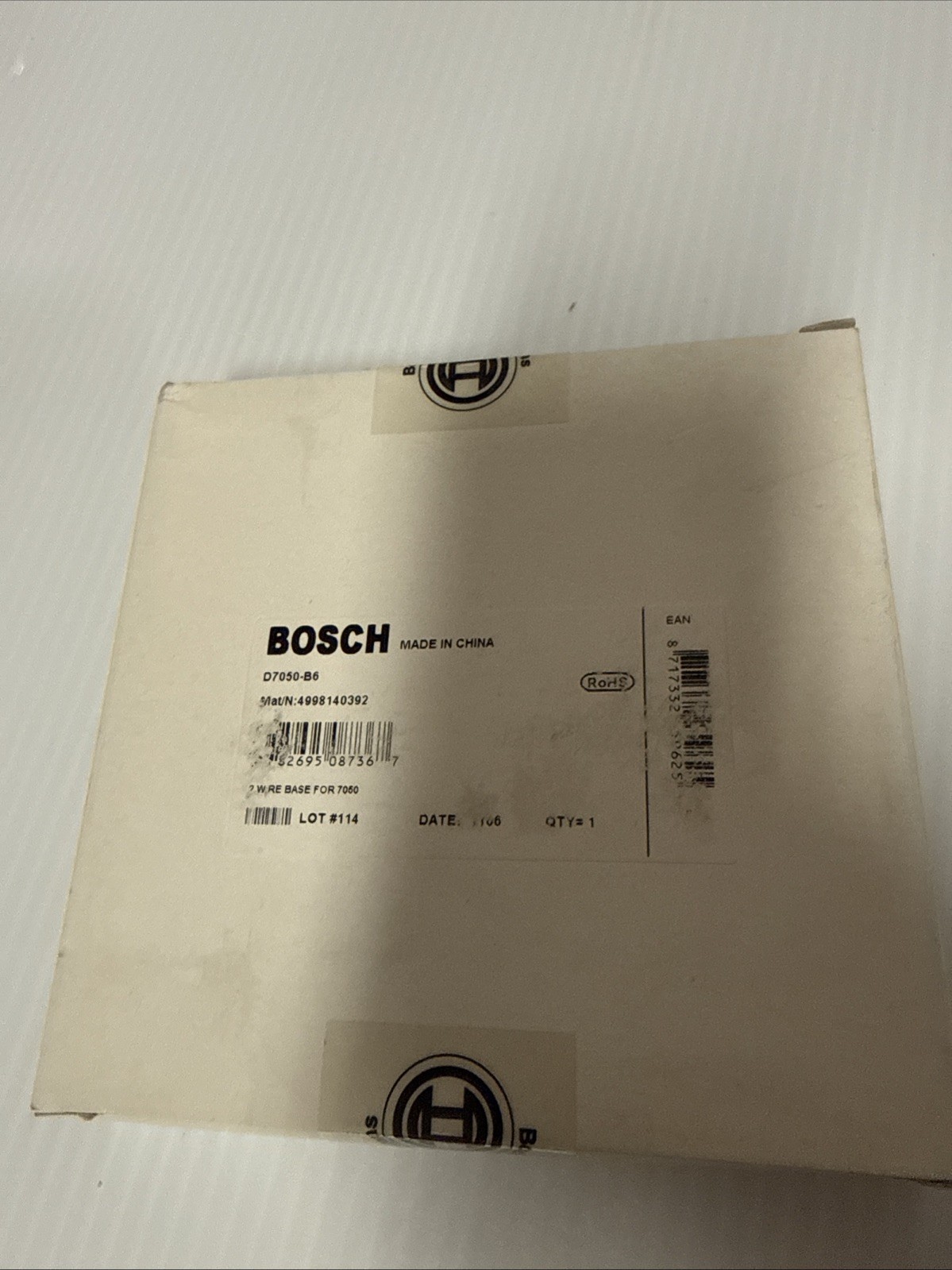BOSCH D7050-B6 2-WIRE SMOKE DETECTOR BASE FOR 7050