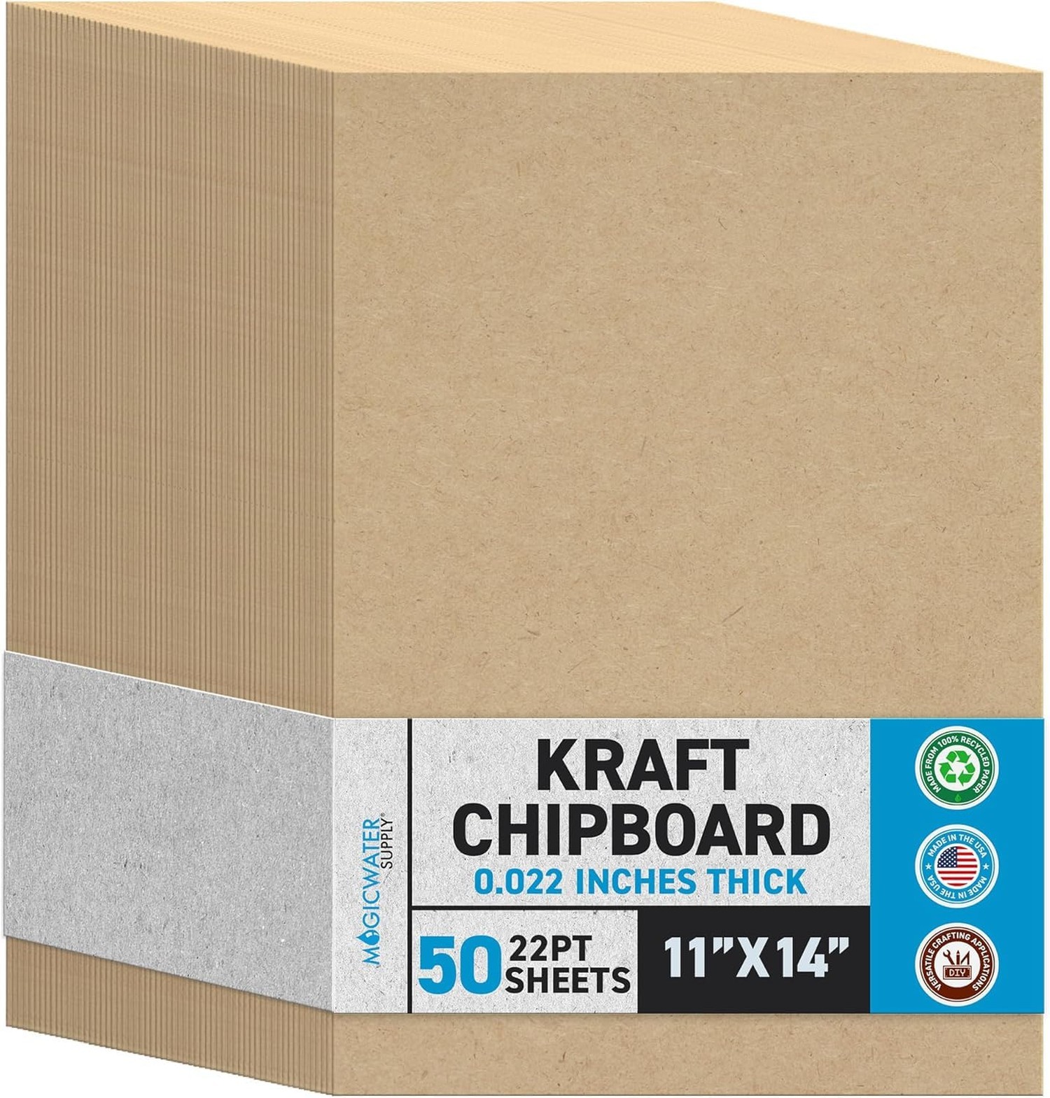 MagicWater Chipboard Sheet - 11x14 inch - 22 pt - 0.22" Thick - 50 Pack | For...