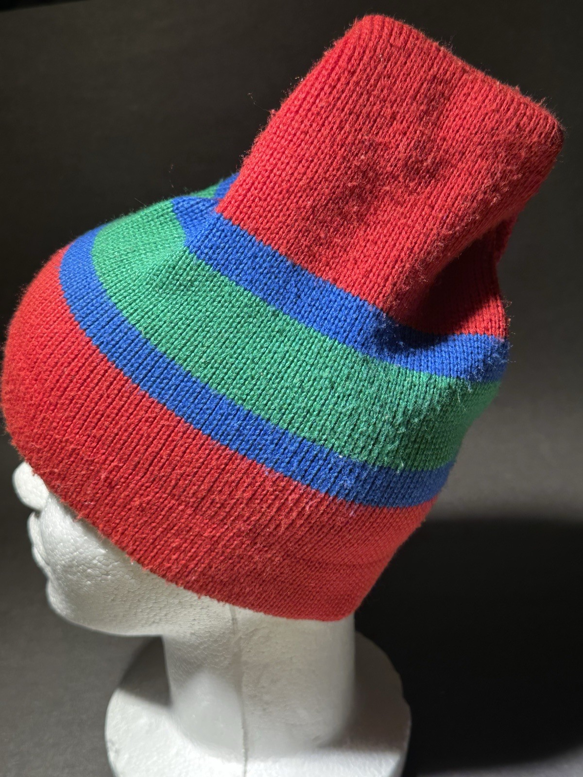 Vintage SKIBQUE Red Blue Green Stripe Ski Hat Pre-owned