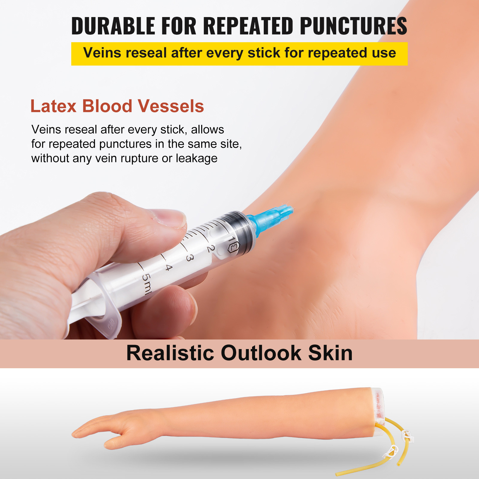 VEVOR IV Practice Kit Phlebotomy Venipuncture Practice Arm for Students Nurses