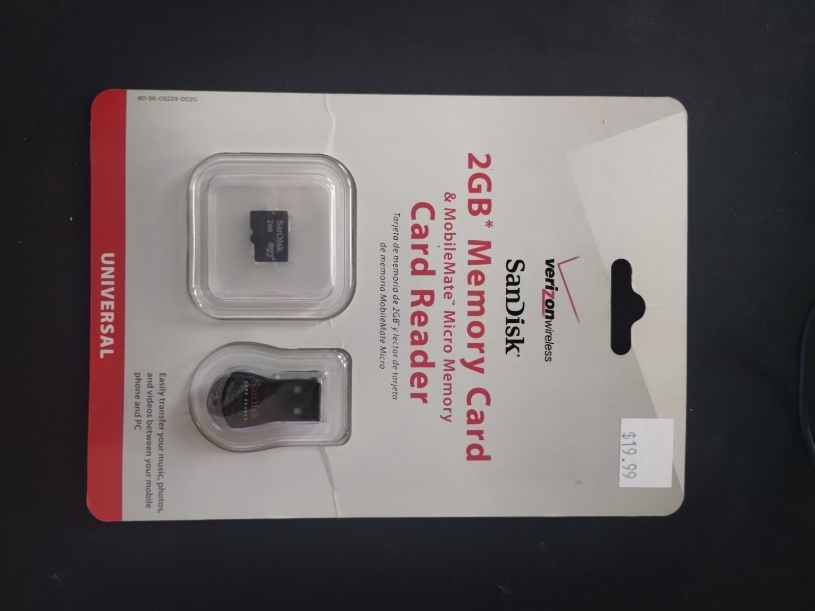 Verizon SanDisk 2GB Memory Card & MobileMate Micro Memory Card Reader NEW