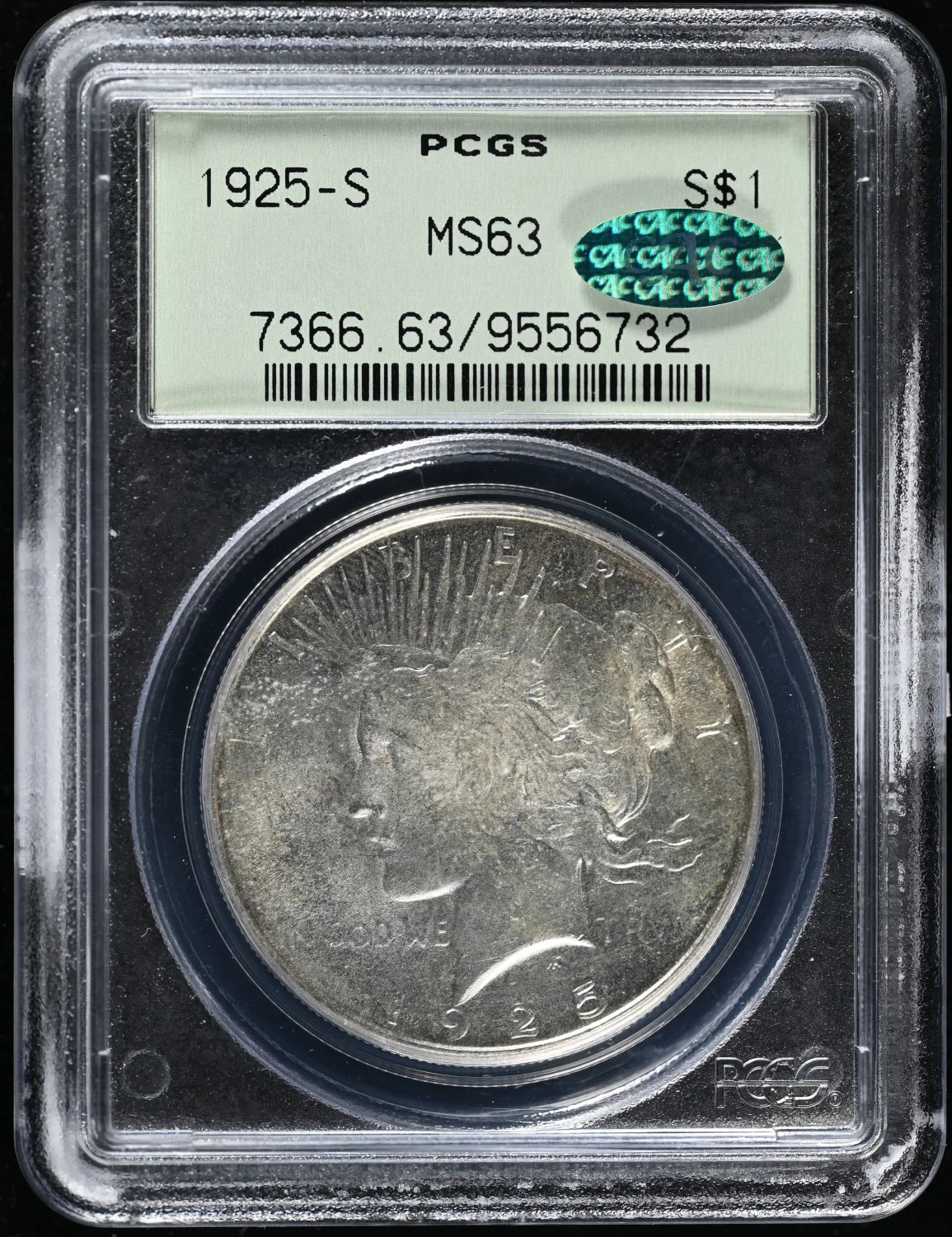 1925 S Peace Silver Dollar PCGS MS-63 CAC