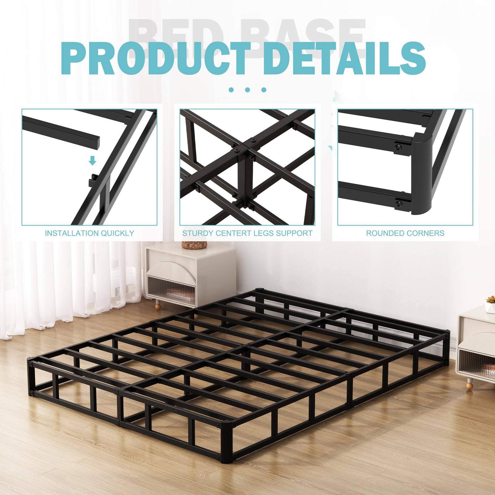 7 Inch Box Spring for Queen Bed Bed Base, Low Profile Metal Queen Box Spring wit