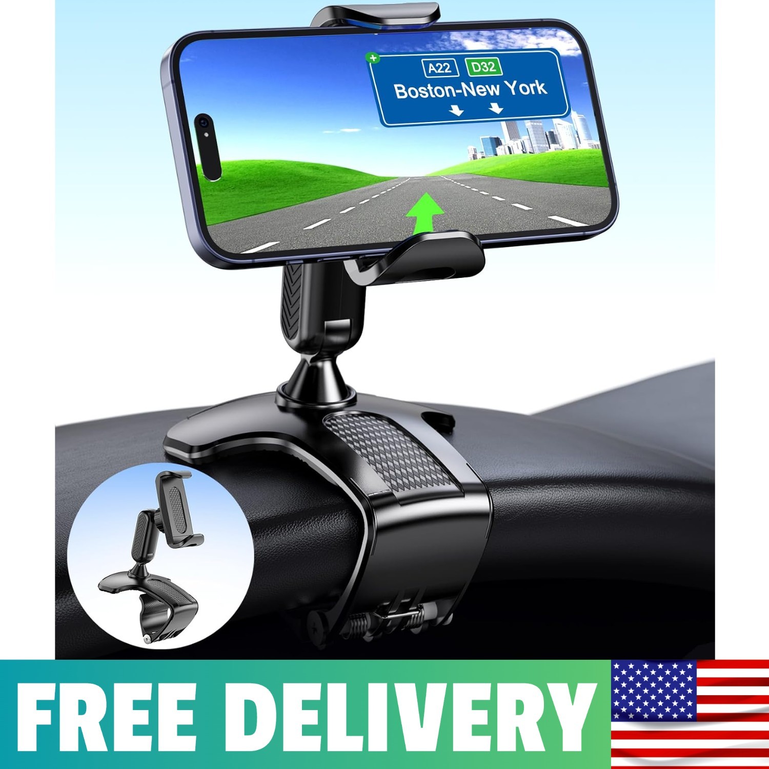 Car Phone Mount, Cell Phone Holder For Car 360 Degree Rotation Dashboard Car