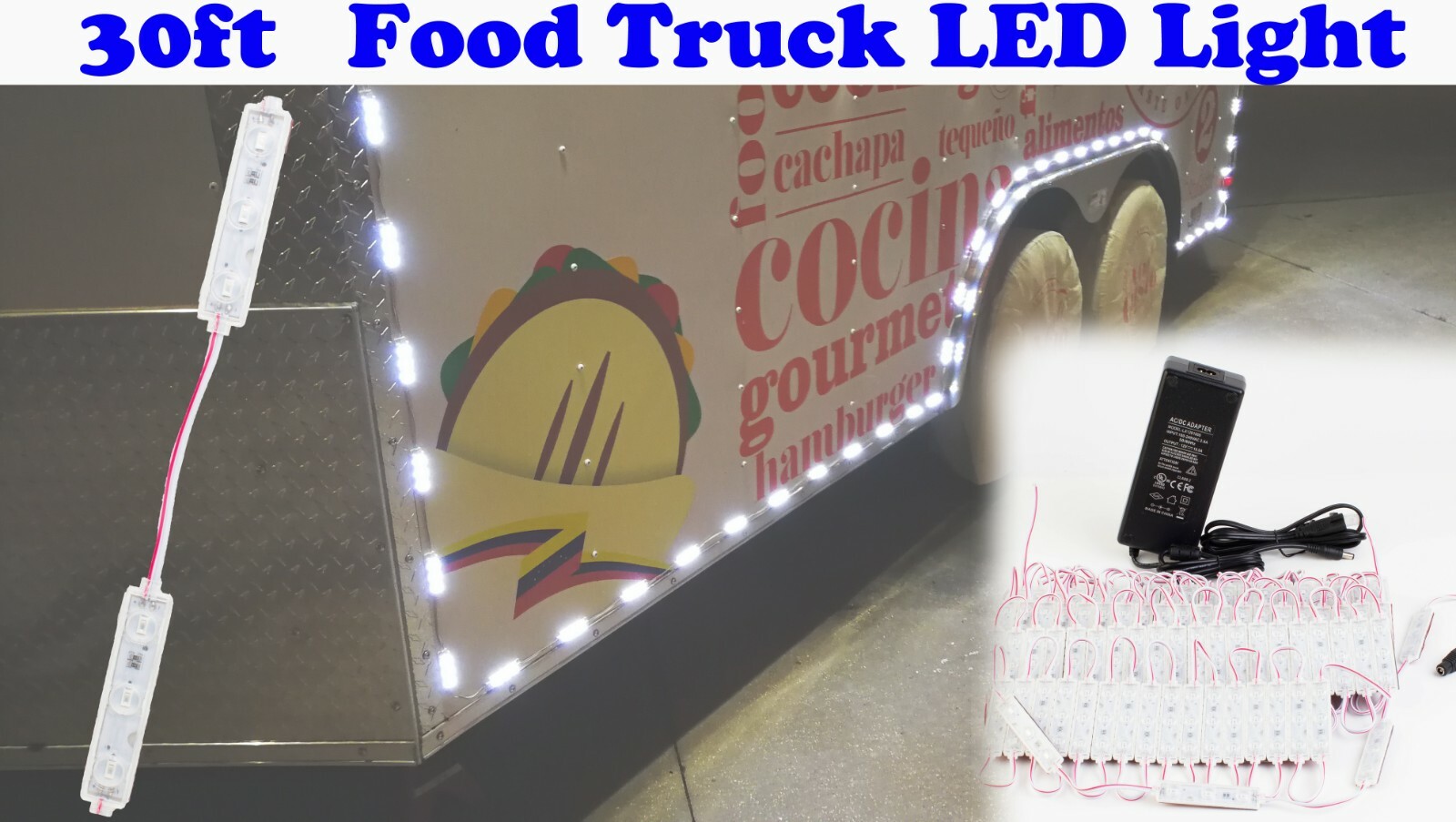 30ft Food Truck LED Light Kit Concession Vending Cart Kiosk with UL Power Supply