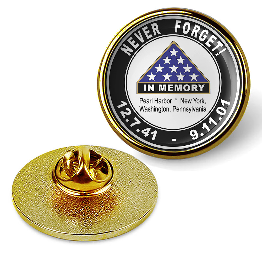 Pearl Harbor 9/11 Anniversary Hat Pin Lapel Tie Tac Badge Suit Shirt Hat - Gold