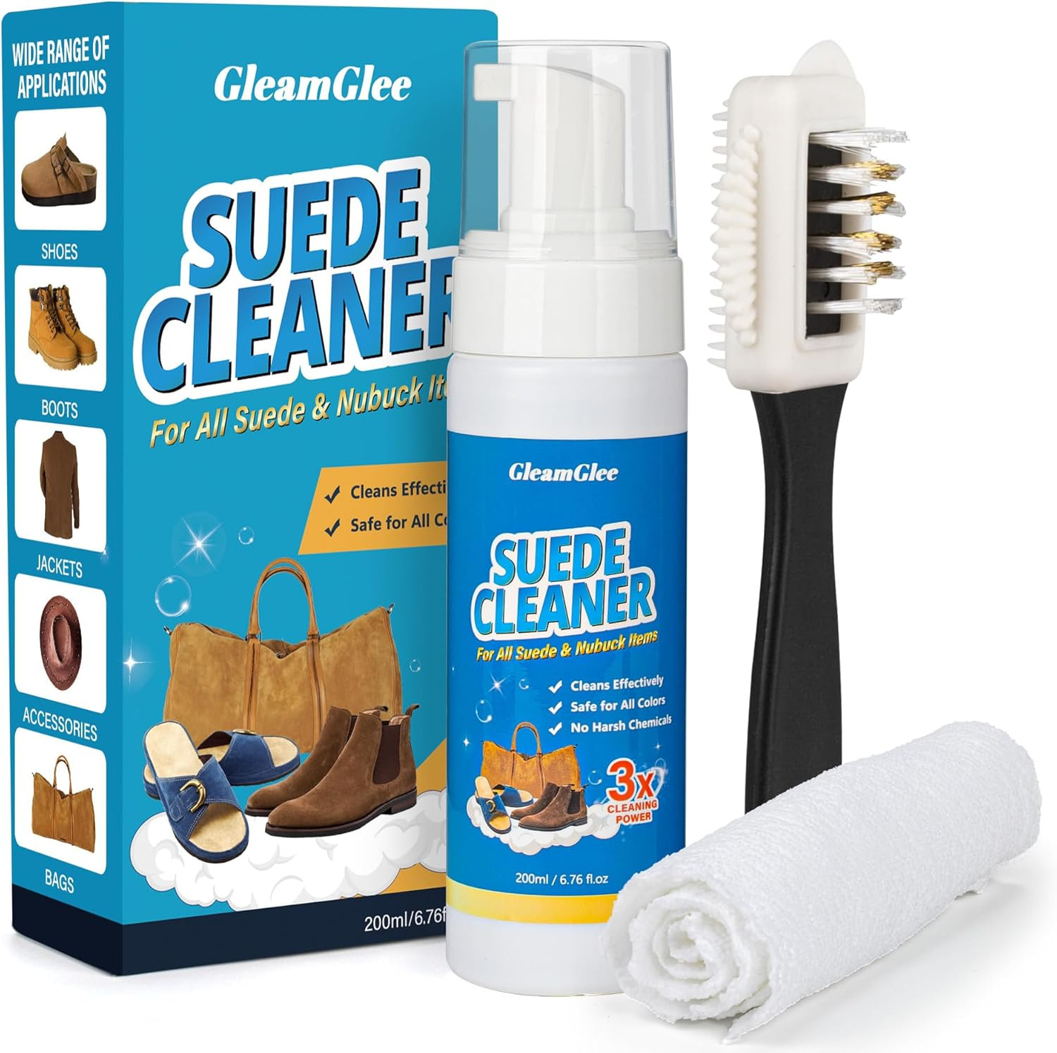 Suede Cleaner Kit 6.76 Oz – Suede & Nubuck Shoe Cleaner with Brush & Microfiber