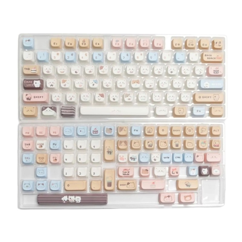 Lovely Sea Salt Kitten Keycaps MAO Height for Mechanical Keyboards Customization