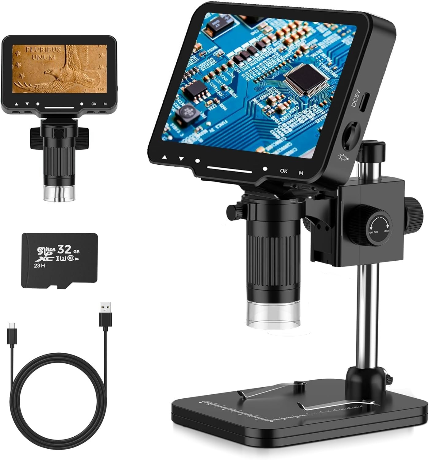 LCD Digital Microscope,4.3 Inch 1080P 10 Megapixels,10MP Camera Video Recorde...