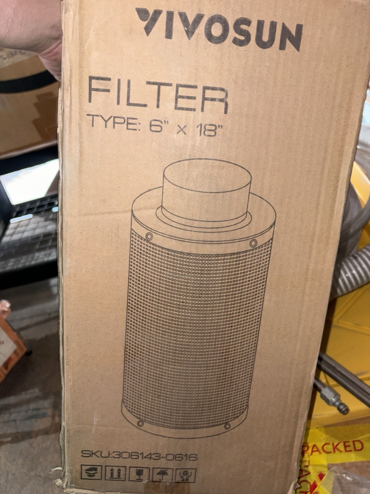 VIVOSUN 6" x 18" Activated Carbon Odor Filter for Exhaust Fan Black 306143-0616