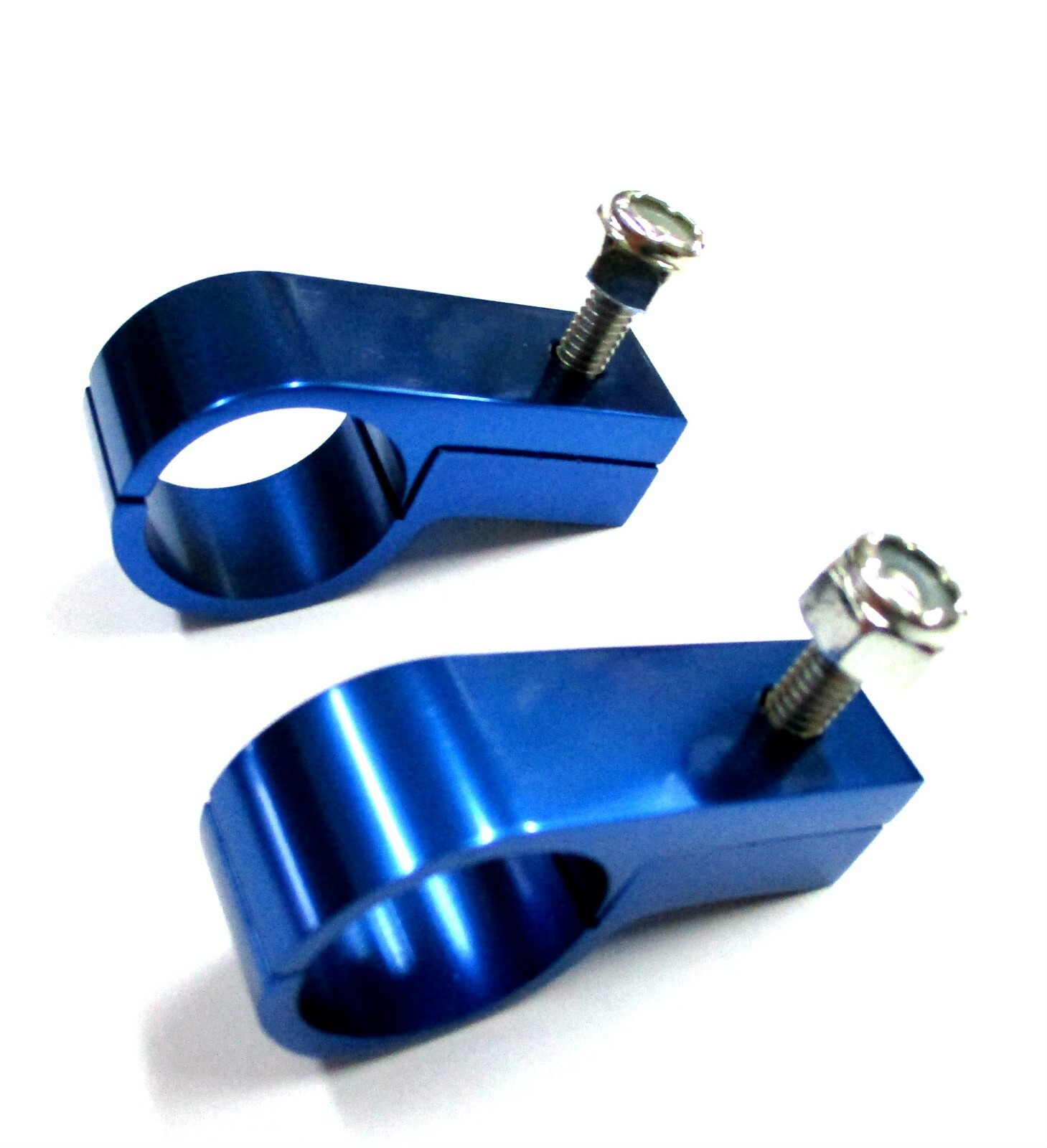 P Clamp Billet Aluminum line mounting clamp 5/16"  I.D. Show Polished Blue 2 pk