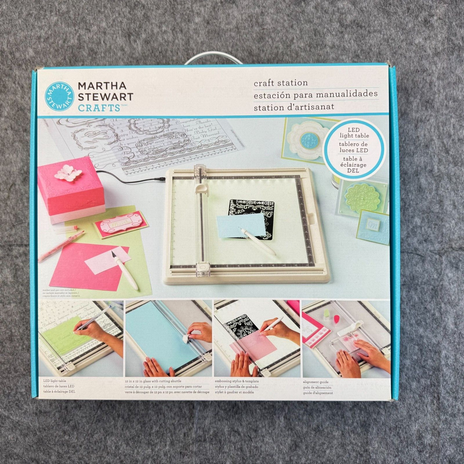 Martha Stewart Crafts LED Light Table Trimmer Station 12” Square Glass NEW M2019