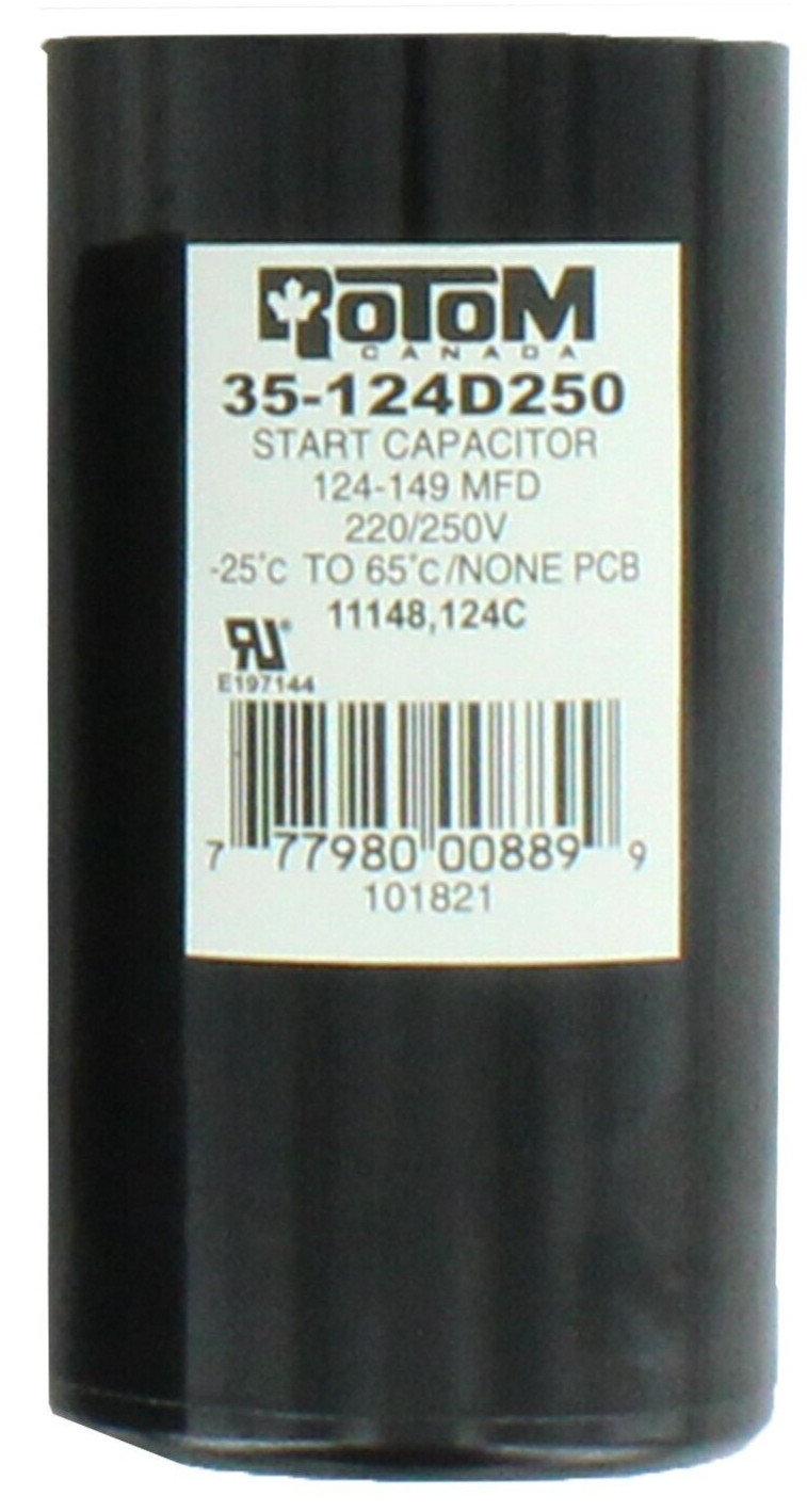 Rotom 35-124D250 124-149MFD 220/250VAC Start Capacitor