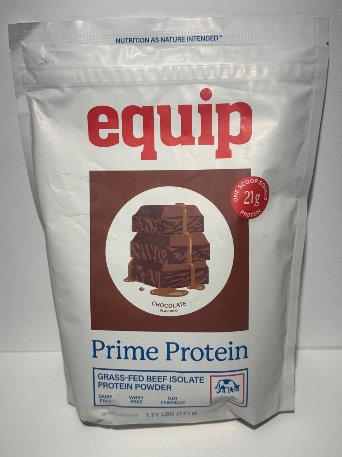 Equip Prime Protein Powder, Grass Fed Beef Isolate, Keto, Chocolate Flavored