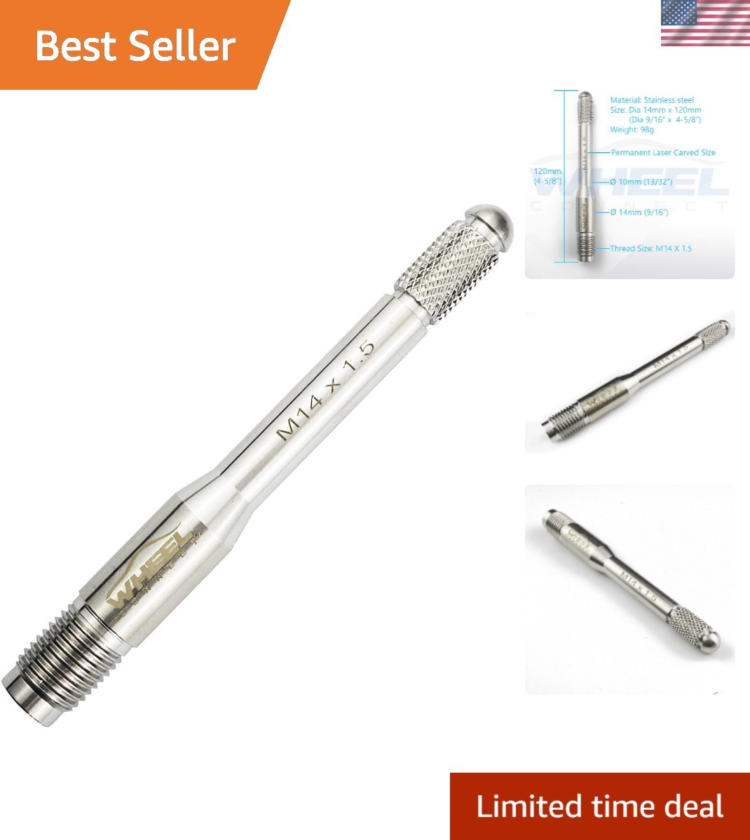 Robust M14X1.5 Wheel Alignment Tool - Prevents Tire Drops & Ensures Safety