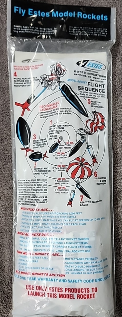 Estes ARGOSY #1988 NOS. Vtg. Rare Model Rocket Kit Free Shipping! no Reserve!